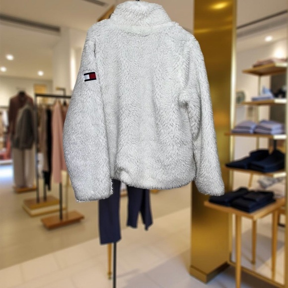 Tommy Hilfiger Women's Zip Front Solid Sherpa Jacket, Sailcloth, Large   - Picture 16 of 16